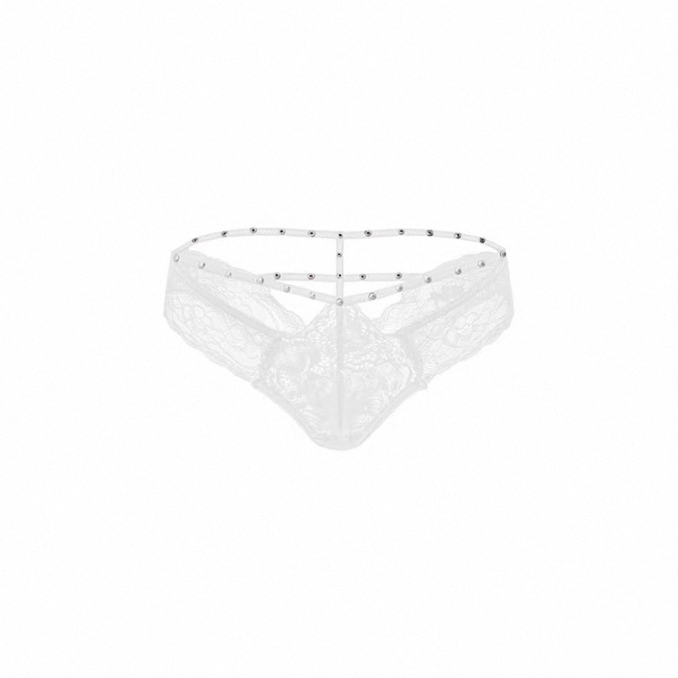 Studded Cross-Strap Cut-Out Lace Sexy Brief
