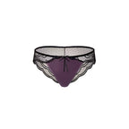 Purple Satin & Lace Bow Mesh Brief