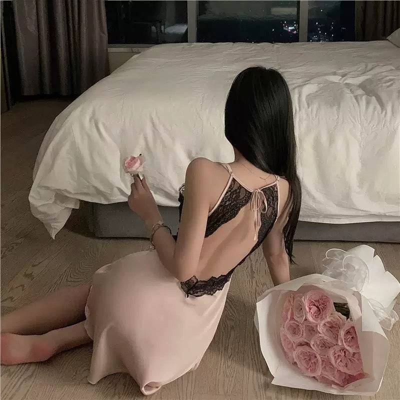 Saint Backless Lace-Trim Slip Dress