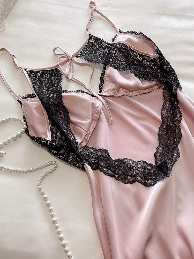 Saint Backless Lace-Trim Slip Dress