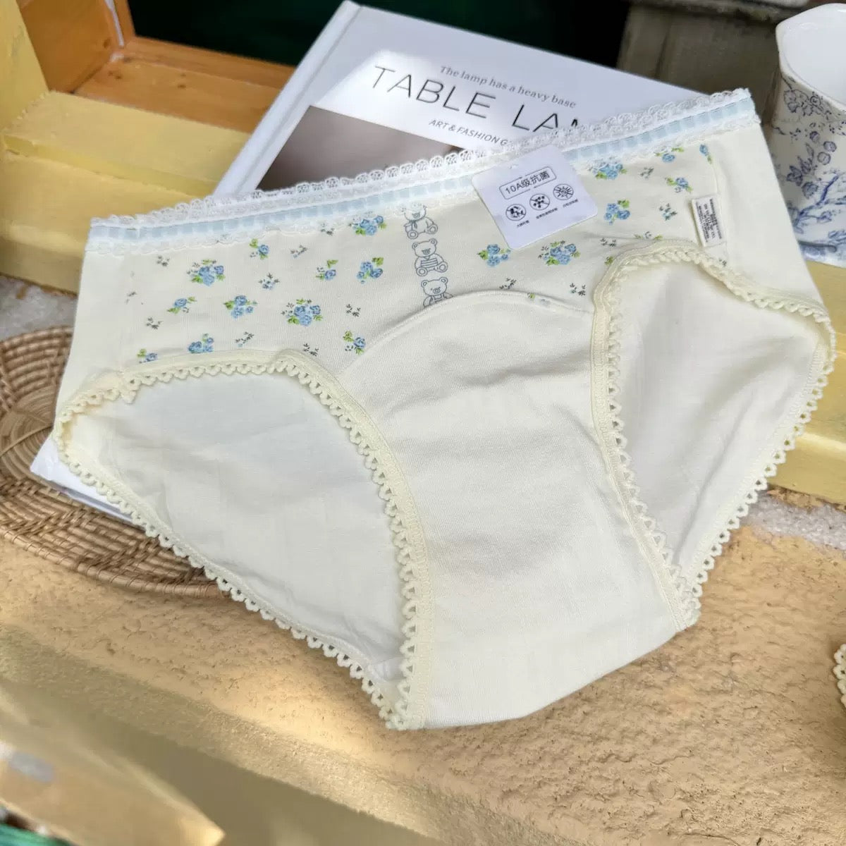 Cute Cotton Bear Floral Full Brief Panty