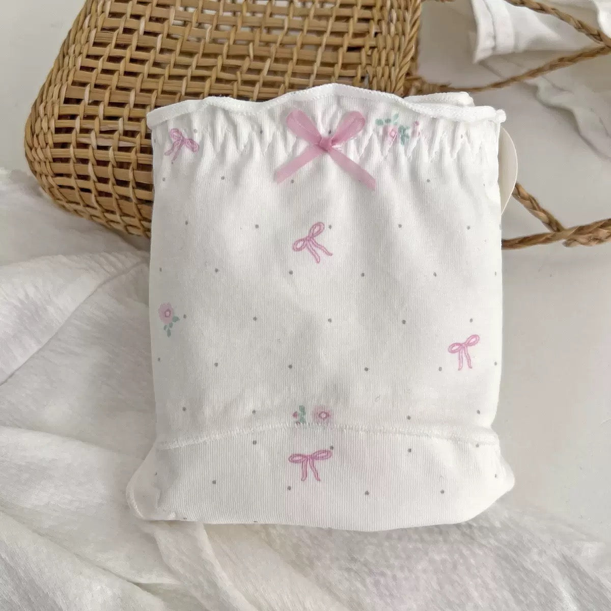 Pink Bear Bow Cotton Full Brief Panty